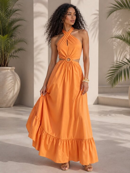 J. Crew Dresses & Skirts - J. Crew Collection Taffeta O-ring Cutout Halter Neck Maxi Dress 4